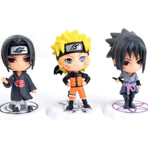 Naruto Shippuden Figure Anime Action Figurine Q Version Model 3 Inch Uchiha Itachi Figma Mini Statue Sabaku No Gaara Toys Kids