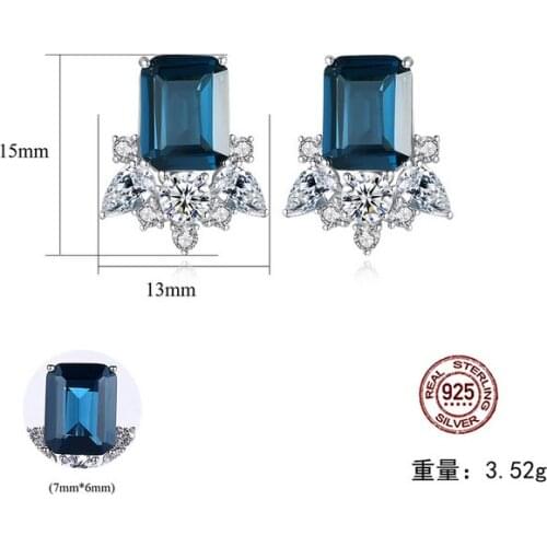 HOT Sell S925 Sterling Silver New Flower Crystal zircon ruby sapphire Earrings