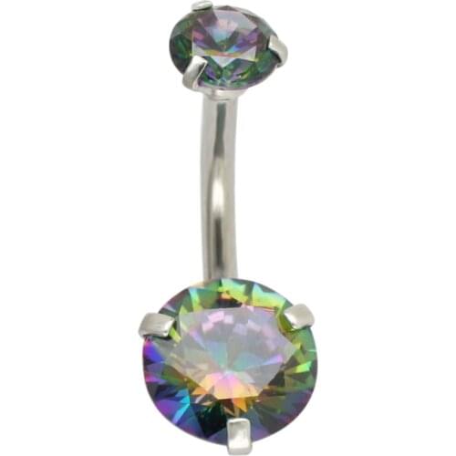 JHJT 14G Belly Button Rings 316L Surgical Stainless Steel Cubic Zirconia Belly Navel Barbell Piercing