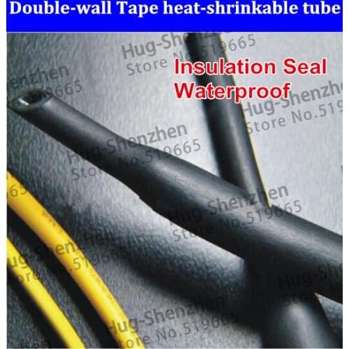 Glue on both sides 6.4mm 12.7mm Black heat shrink tube Diameter heat-shrink tubing Wire Cable Protection Cable Sleeve Wir