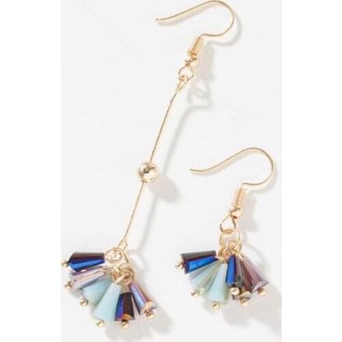 Korean Fashion Wild Simple Asymmetric Tassel Bohemian Style Crystal Earrings Womens Jewelry Wedding Earrings Tassel Earrings