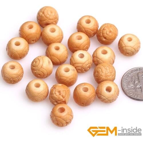 3-4mm Big Hole Round Carved Bone Beads For Jewelry Making DIY Accessorries Beads For Women Men Gifts 20-25 Pcs