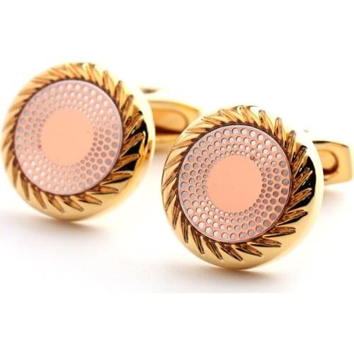 Round golden fashion men Cufflinks shirt Cuff Links free shipping