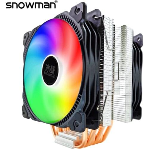 SNOWMAN 6 Heat Pipes CPU Cooler RGB 120mm PWM 4Pin PC quiet for Intel1