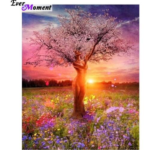 Square diamond embroidery scenic Tree Goddess needlework cross stitch resin full diamond painting landscape wall picture ASF009