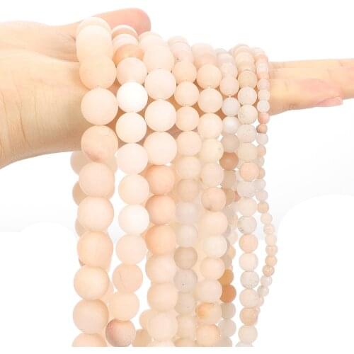 Matte Frosted Pink Aventurine Natural Stone Beads Round Loose Spacer Bead For Jewelry Making Bracelet DIY Necklace 4/6/8/10/12MM