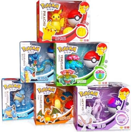 Pokemon Ball Toy Set Pikachu Lunala Charizard Action Figure Model Pokemon ball Transformable Toy Kids Pokemon birthday Gift