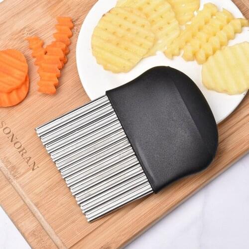 Stainless Steel+PP Potato Chip Slicer French Fries Onion Cutter Crinkle Wavy Knife Kitchen Accessories Gadget Tools