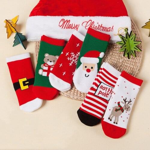 1 Pair Christmas Socks for Children Kids Men Family Winter Autumn Warm Socks Xmas New Year Socks Cotton Santa Claus Socks