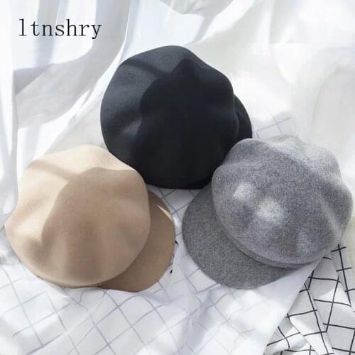 New autumn Winter Hats for Women 100%wool Solid Plain Octagonal Newsboy Cap Men Ladies Casual Hat Winter Beret Women Painter Cap