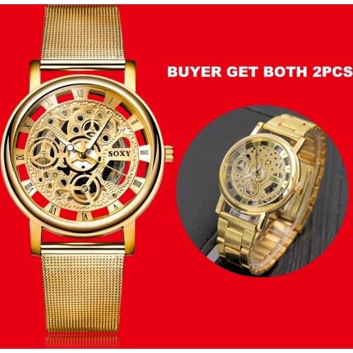 Hollow Steel Watches Set Women Men Luxury Quartz Wristwatch Unisex Retro Relojes Hombre Masculino relogio feminino saati clock