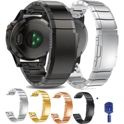 Stainless Steel Band For Garmin Fenix 6 5 5X 5S Pro Plus 20MM 22MM 26MM Strap Classic Quick Metal Replace Watchband Accessories
