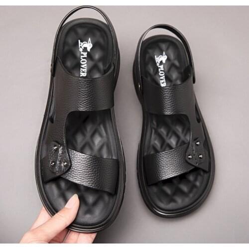 Summer Sandals Men Leather Classic Roman Sandals 2021 Slipper Outdoor Sneaker Beach Rubber Flip Flops Men Water Trekking Sandals