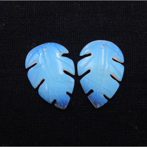 Hot Sale Trendy Opalite Carved Leaf Earring Beads 24x16x4mm 4g Trendy Jewelry For Moving Earrings Accessory