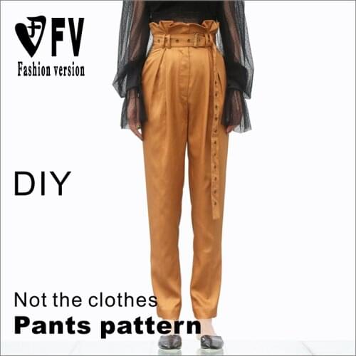 Pants Pattern Womens Casual High Waist Pants 1:1 Garment Cutting Structure Design Drawing BCK-50