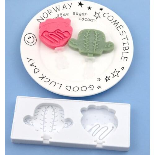 Ice Cream Silicone Mold Cartoon Strawberry Cactus Silicone Popsicle Mold Ice Cream Molds Kitchen Accessories Ice Mold