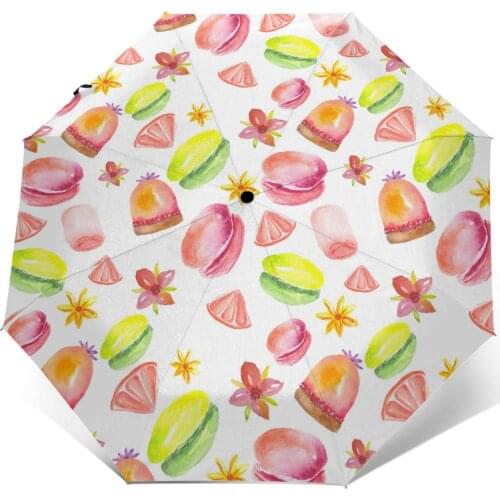 Sunny Umbrella Sweets Cakes Macaroons Donuts Automatic folding portable men women umbrella Sunscreen rain Windproof parasol
