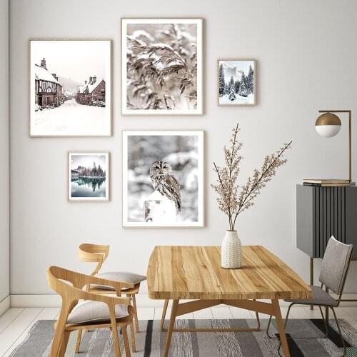 Modern Abstract Art Picture Scenery Home Decor Nordic Canvas Painting Wall Art Winter Valley Poster and Prints for Living Room