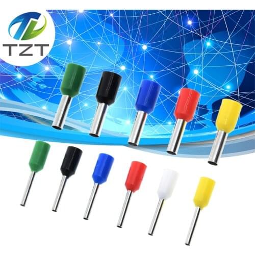 100pcs E0508 E2508 Tubular Wire Cold Pressure Connector Electrical Terminals Cable Crimps Wire Ferrules 22AWG Wire VE0508 VE2508