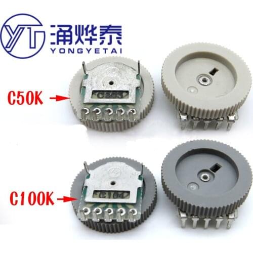 YYT 10PCS Gear Dial Series Potentiometer Duplex 16X3 Duplex C50K C100K