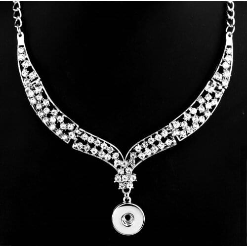 The Snap Jewelry Necklace High Quality Crystal Choker Antique Silver Plated 18MM Snap Necklaces for Women Jewelry