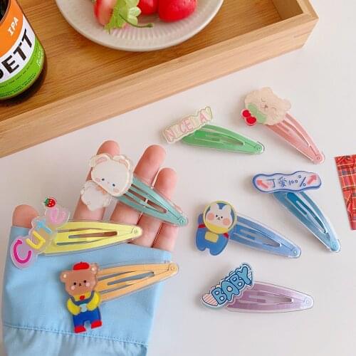 1pc Cartoon Animal Barrette Baby Hair Clip Cute Bear Bunny Cute Handmade Children Hairpin Girl Hair Clip Accessories