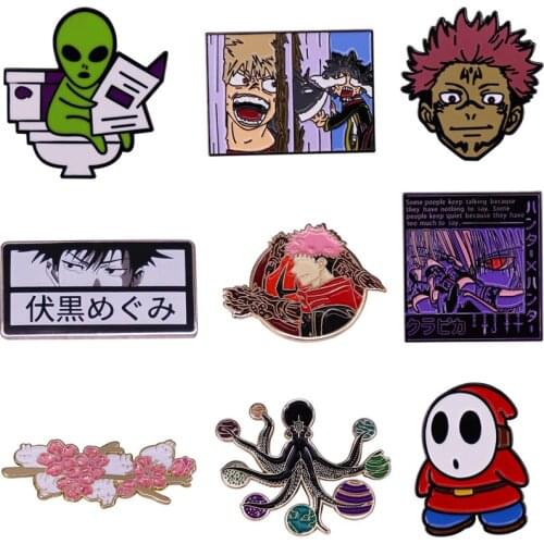 20pcs/lot J2828 Creative Anime Funny Brooches Metal Badges for Clothing Hat Pin jewelry Gifts Charming Pins for Fans