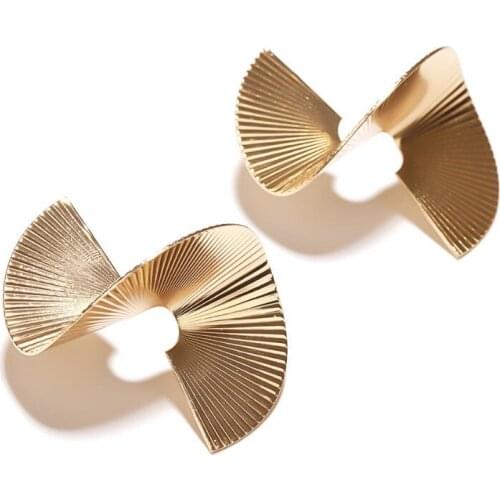 2021 HOT SALE OVERSIZE 3D spiral golden earrings 12 pairs/lot E-042