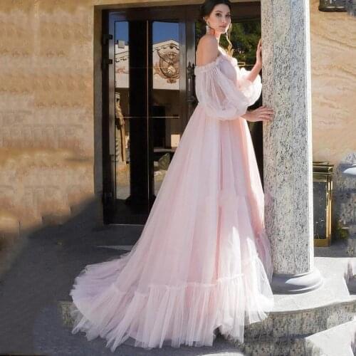 2021Vintage Princess Puffy Long Sleeve Prom Dress Pageant Plus Size Evening Dresses robe de soirée femmes