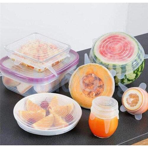 6 Piece/set Silicone Food Wrap Bowl Pot Lid Cover Pan Cooking Kitchen Accessories Keeping Fresh Seal Reusable Stretch Lids