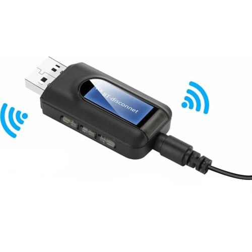 Audio Receiver Transmitter Bluetooth 5.0 with 3.5mm LCD Screen 3.5 AUX Stereo USB Plug Bluetooth Adapter for Car PC TV Headset