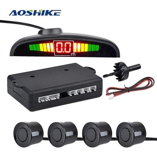 AOSHIKE Car Parktronic Automatic LED Parking Sensor with 4 Sensors Reverse Backup Parking Radar Monitor Detector System Display