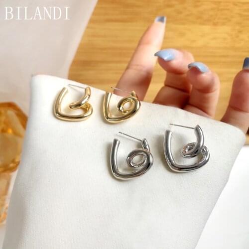 Bilandi S925 needle Twist Heart Earrings Popular Design Sweet Korean High Quality Love Drop Earrings For Girl Lady Gifts