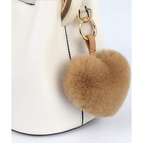 Rabbit fur Keychain Peach heart Fur Bag Pendant Car Key ring craft gift charm component accessory rabbit fur key chain