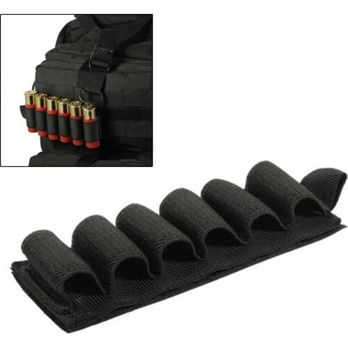 6 Round Shell Holder MOLLE Shotgun Buttstock 12/20GA Cartridge Shell Case Bag Military Elastic Ammo Bullet Carrier Holster