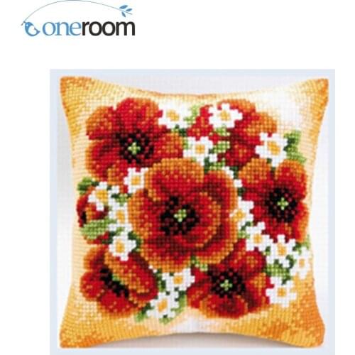 CX0438 Needlework Kit Unfinished Acrylic Yarn Embroidery Pillow Tapestry Canvas Cushion Front Cross Stitch Pillowcase