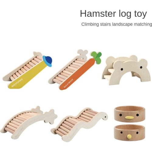 Wooden Hamster Ladder Golden Bear Chipmunk Small Animals Toy Stairs Beech Hamster Bowl Hamster Cage Landscaping Supplies