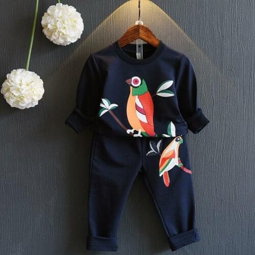 2-8 Years Kids Clothes for Girl boys animal print Cotton tops and pants Childrens Clothing Sets pink navy blue baby sport suits