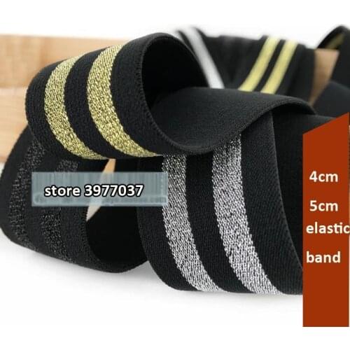 3Meter Gold Silver Stripe Elastic Bands Elastic Ribbon Clothing Bags Trousers Elastic Webbing Straps DIY Accessories 40mm,50mm