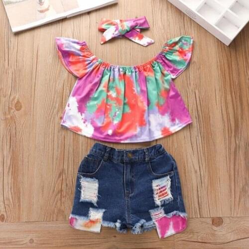 Girls clothing sets short sleeve T-shirt +pants casual cartoon kids cotton tops shorts spring summer baby 2 pcs sets 2-6year