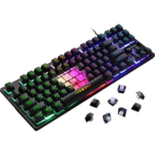 GK-10 LED Backlight Characters 87 Keys Gaming Mechanical Keyboard for Laptop PC