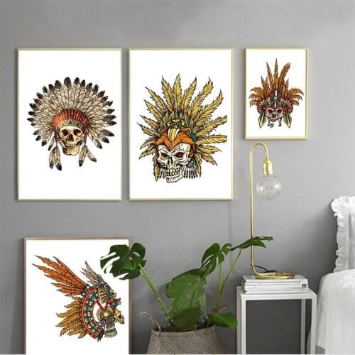 Indian Skull Art Decorative Painting Living Room Sofa Frameless Hanging Posters Spray Painting Canvas Back To The Future Paris