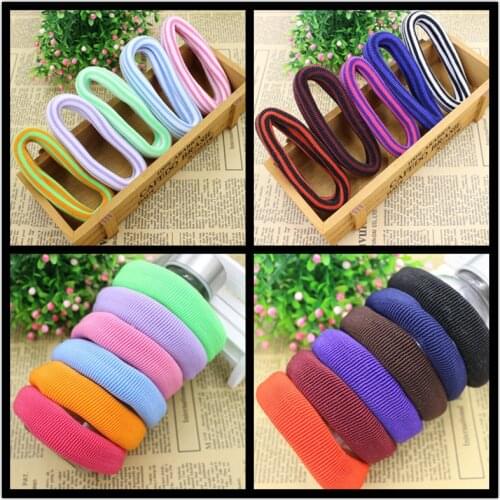 KAKU15)2015 New Fashion Super Big Hair Holders Women Striped Rubber Bands Elastics Girls Tie Gum Hair Accessories Mix Color