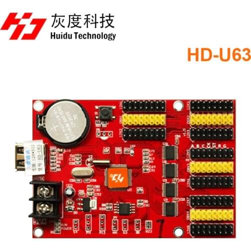 HD-U63 usb-disk port huidu P10 led control card , max 512x128 Pixels Single Color P4.75/P10 SMD Led screen Control Card