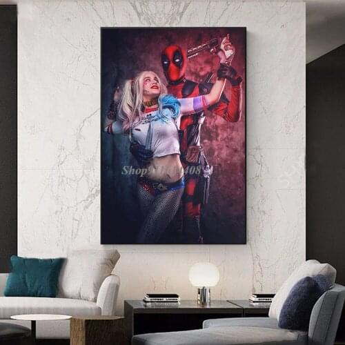Canvas Paintings Wall Art Prints Marvel Movir Posters Deadpool and Sexy Beauties Anime Pictures for Home Decor Living Room Decor
