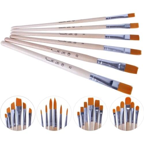 Boutique Fine nylon hair round head flat front watercolor painting brushes acrylic brush pen hook line pen oil brush 6 piece set