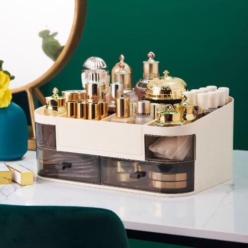 Cosmetic Storage Box Portable Dormitory Makeup Box Skin Care Desktop Dressing Table Brush Holder Makeup Organizer Box