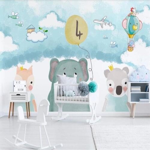 Milofi custom 3D wallpaper mural cartoon little bear airplane balloon childrens room background wall for living room bedroom de