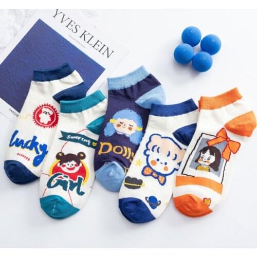 Japanese Harajuku Style Kawaii Cartoon Woman Socks Cotton for Spring Summer Autumn Funny Invisible Ankle Socks Women 6801