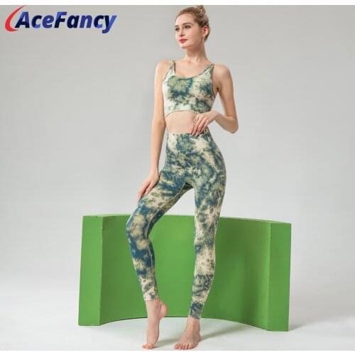 Acefancy Seamless Yoga Set Print Leggings Yoga Set Fitness Clothing Crop Top 2 Piece Outfits for Women T8827 Gym Wear Women Yoga
